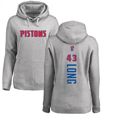Women's Grant Long Detroit Pistons Branded Ash Backer Pullover Hoodie